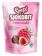 Sjokobit m/Bringebær 100g Snop