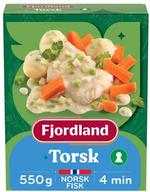 Torsk Maks 3 til nedsatt pris, Med purreløksaus, gulrøtter og poteter, 550 g